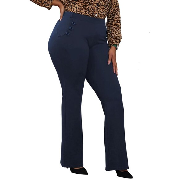 Pants - Plus Size Wrinkle-Free Stretch Dress Pants Regular Fit Office Wear